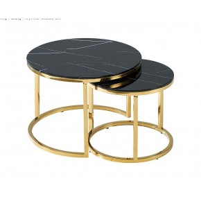 Комплект SIGNAL MUSE II (2 стола журнальных) эффект черного мрамора/золотой